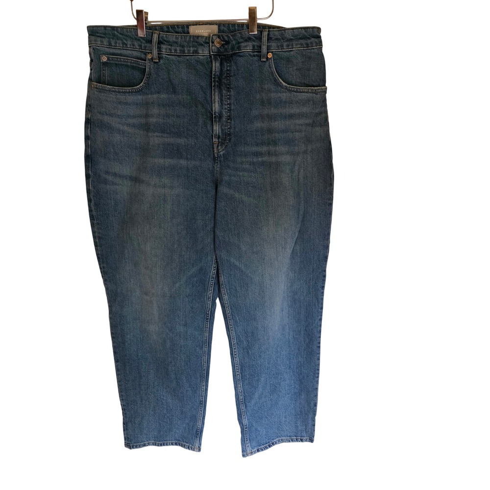 Everlane The Way High Jean Blue Organic Cotton Straight Leg Jeans 35 Long